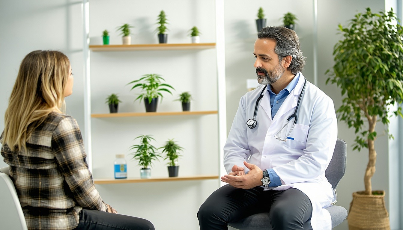 medical marijuana doctor sitting with a patient